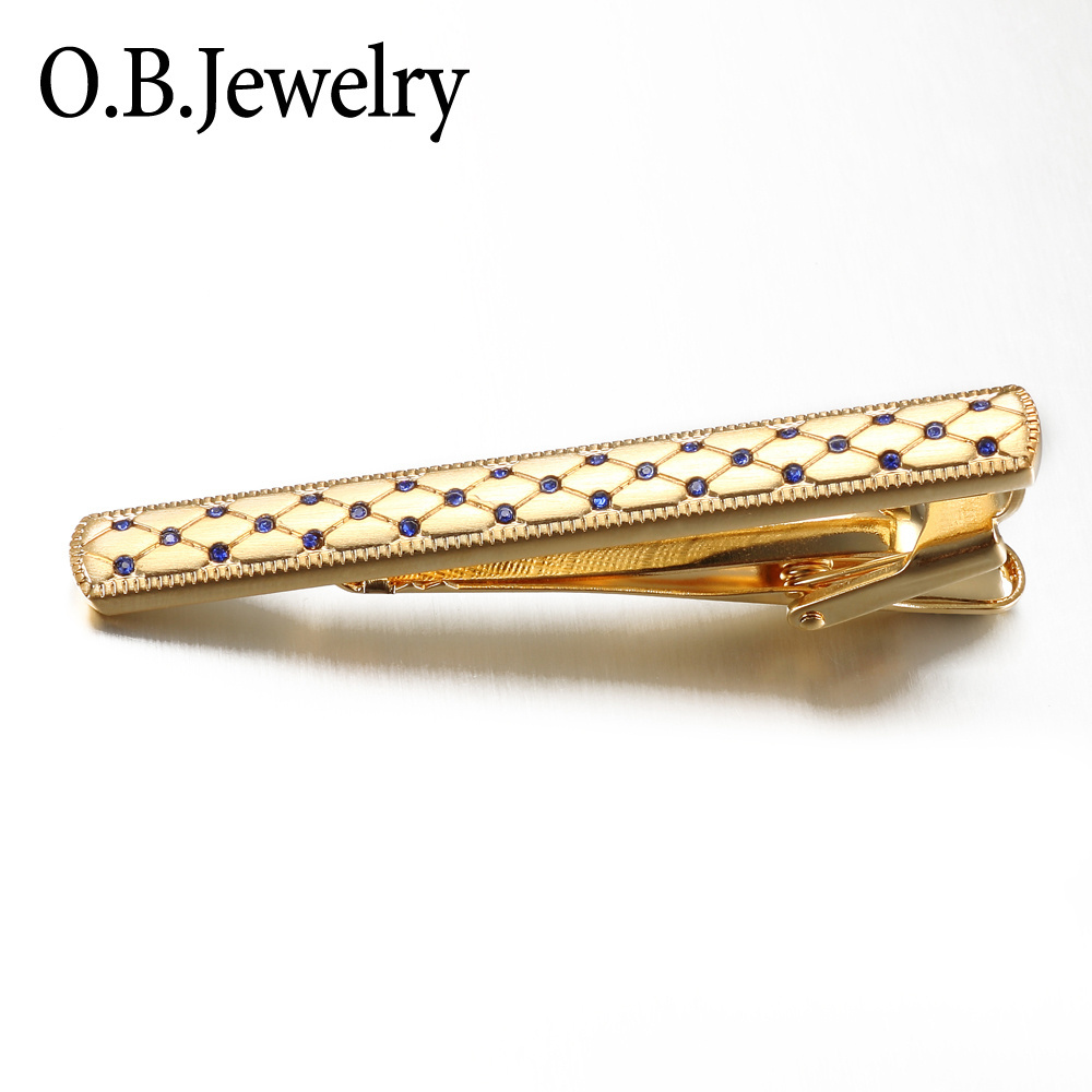 Low-key Luxury Gold Color Crystal Cufflinks and Tie Clip Sets Metal Tie Bar Starry Sky Tie Clips Business Wedding Waterproof