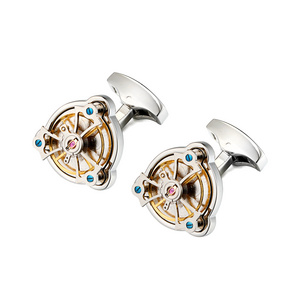 New Arrival Movement Tourbillon Cufflinks For Men For Wedding Groom Mechanical Watch Steampunk Gear Cufflinks