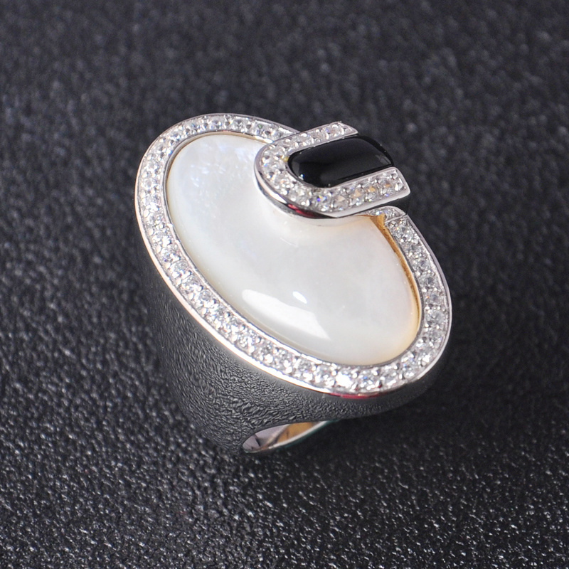 New Arrival Luxury Mother of pearl Ring 925 Sterling Silver cocktail Finger Rings Jewelry For Women