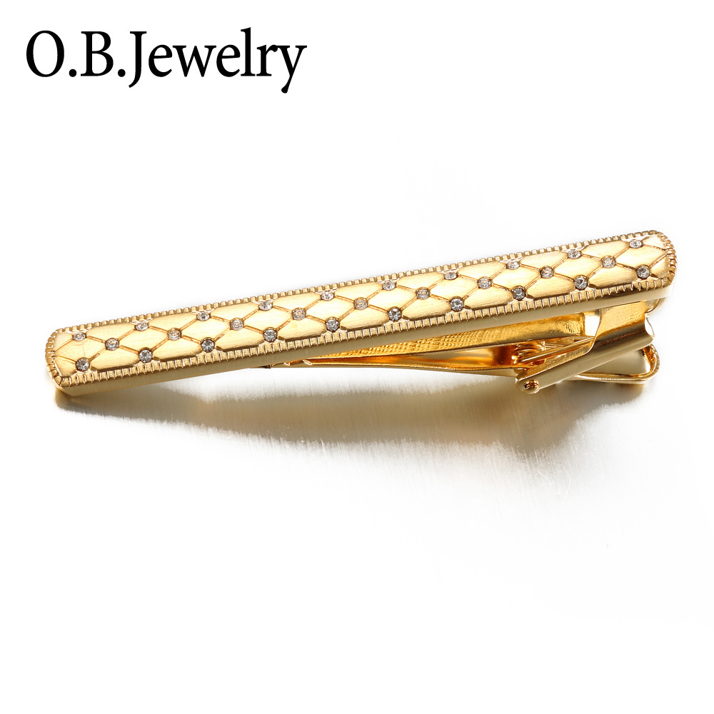 Low-key Luxury Gold Color Crystal Cufflinks and Tie Clip Sets Metal Tie Bar Starry Sky Tie Clips Business Wedding Waterproof