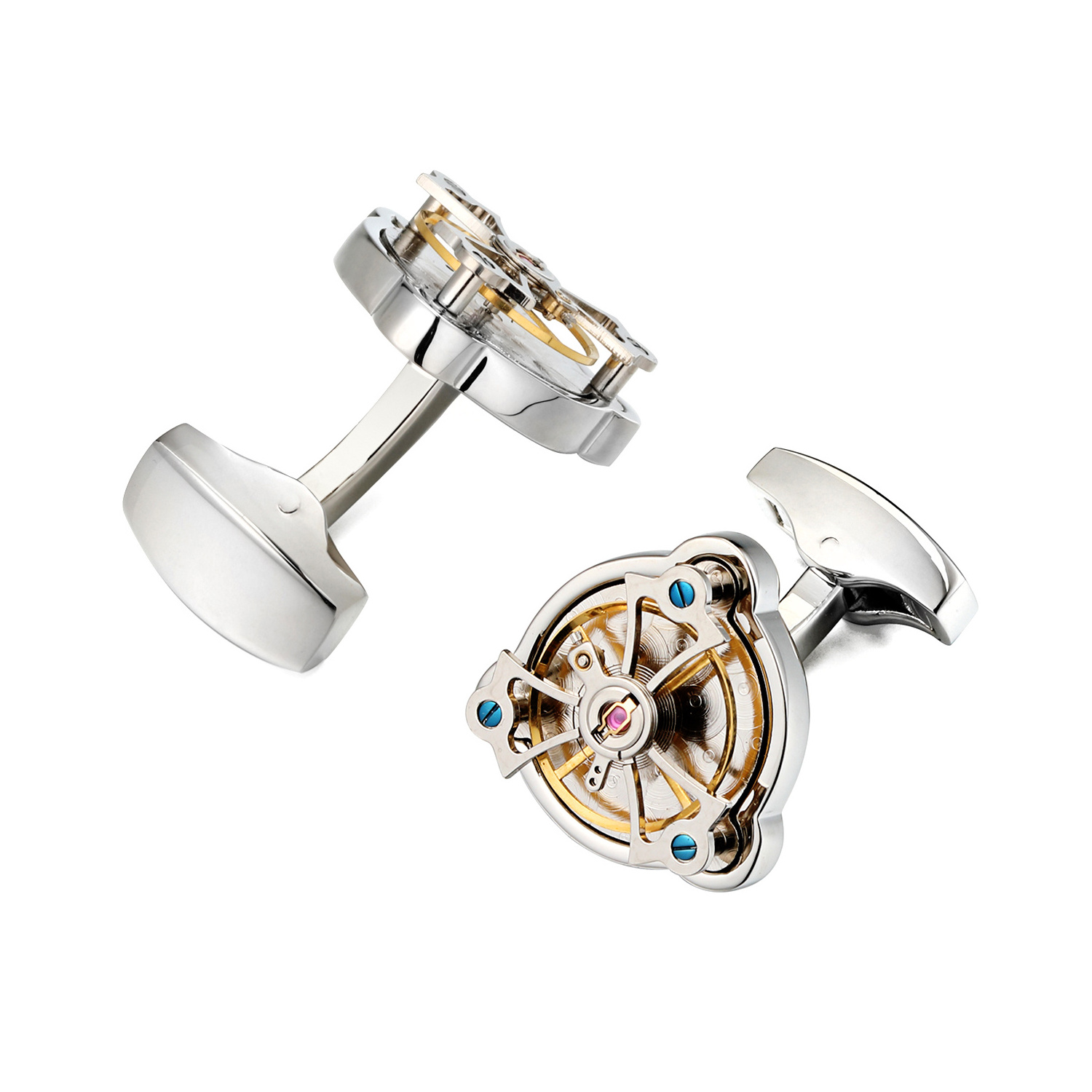 New Arrival Movement Tourbillon Cufflinks For Men For Wedding Groom Mechanical Watch Steampunk Gear Cufflinks