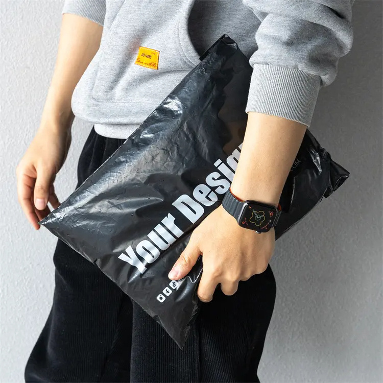 9.8X13.4 Inch Custom Logo Printed Plastic Express Recycled Black Poly Mailer Envelope Poly Mailing Bag For Clothes