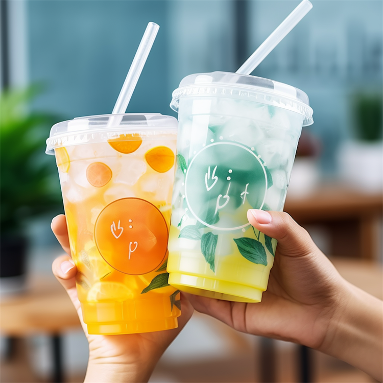 20Oz 600Ml Pet Coffee Plastic Cups Disposable Lemonade Ice Cream Parfait Cup Custom Boba Bubble Milk Tea Juice Cup With Lid