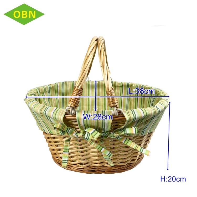 Handles custom oval stackable fruit vegetable picking rattan wicker storage basket