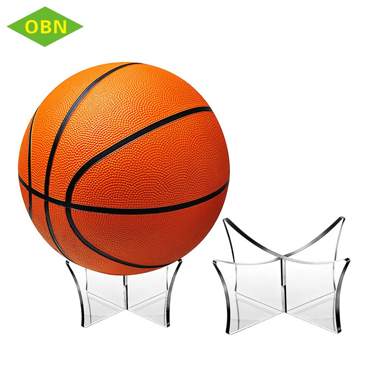 Customized Lucite Tzedakah Clear Mini Simple and Stylish Football Basketball Display Stand Storage Holder Acrylic Ball Stand