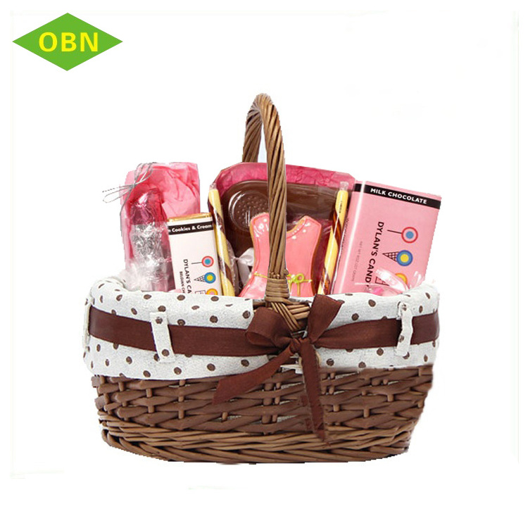 Cute lovely handmade minuteness gift basket for kids wholesale willow Christmas baskets with handle