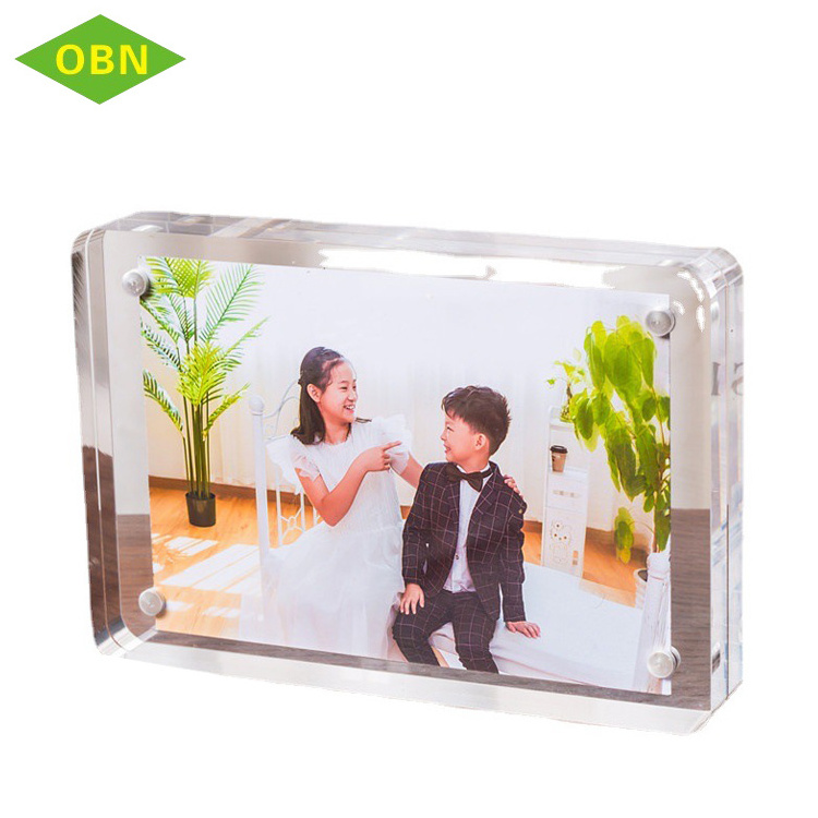 Double sided decorative customized transparent magnetic acrylic photo frame