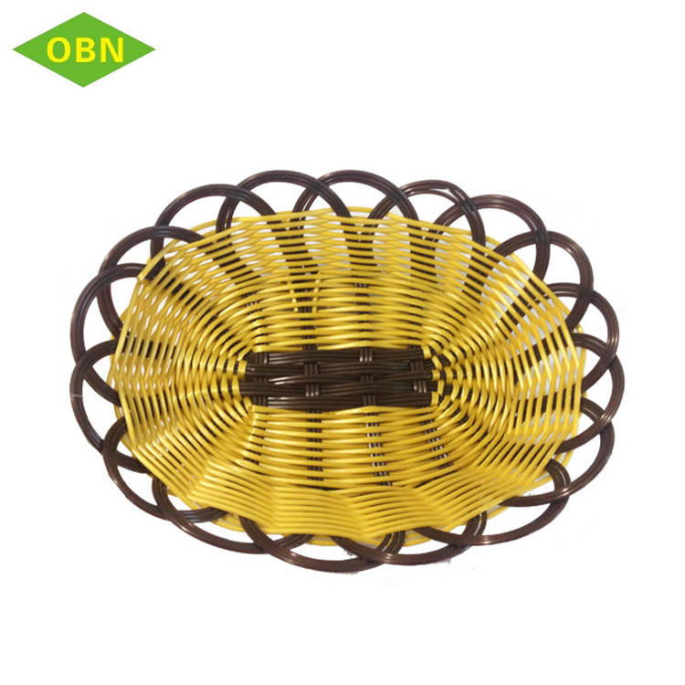 Eco-friendly Wholesale 25cm cut-out lace basket handmade Woven fruit Oval PP tray basket