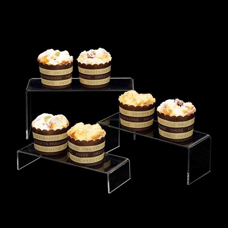 Customized U shaped stand transparent tablet acrylic display riser stand for cupcake