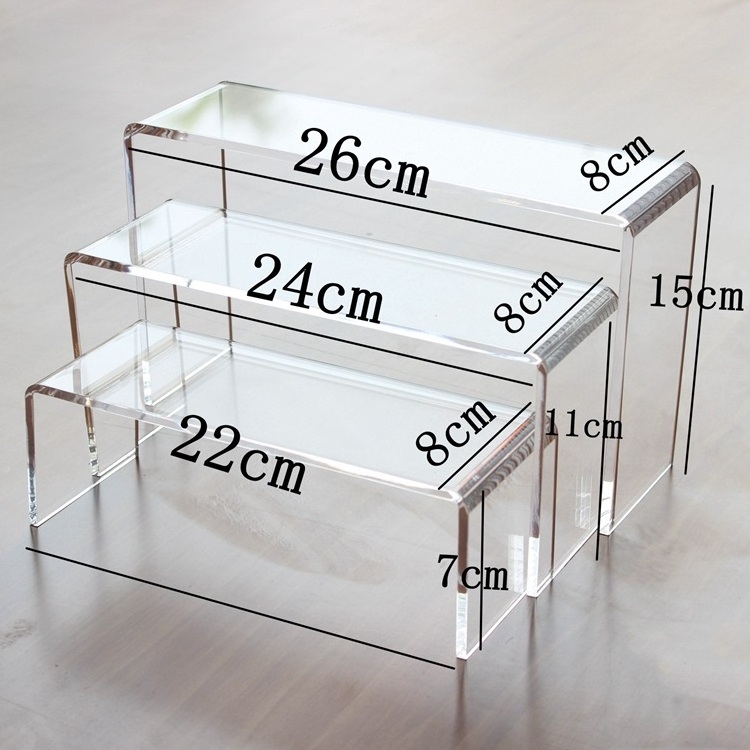 Customized U shaped stand transparent tablet acrylic display riser stand for cupcake