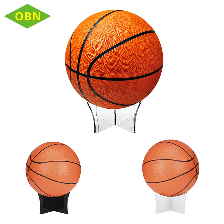 Customized Lucite Tzedakah Clear Mini Simple and Stylish Football Basketball Display Stand Storage Holder Acrylic Ball Stand