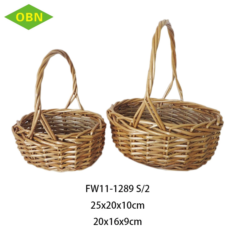 Hot sale wicker vintage girl flower basket unique small willow basket empty wicker gift baskets