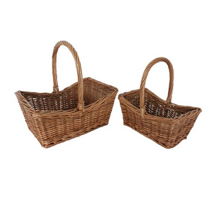 Natural Wicker WOVEN Eco friendly handmade rattan basket disposable fruit empty antique picnic basket