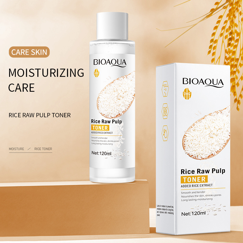 BIOAQUA Rice Raw Pulp Facial Toner Private Label Deep Hydrating Water Tender Toner for Face Elastic and Tender Care for Skin