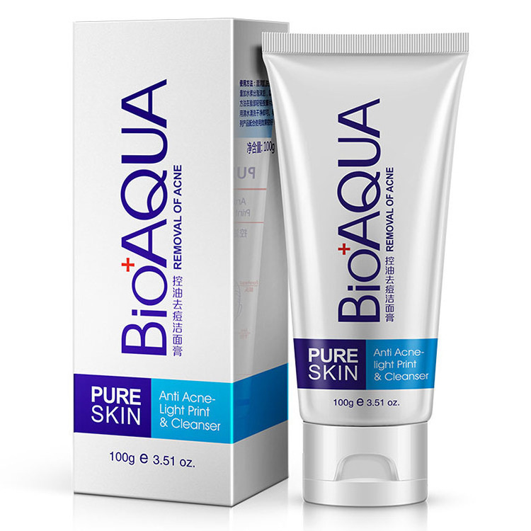 OEM BIOAQUA private label hot selling oil-control acne cleansing skin whitening face cleanser