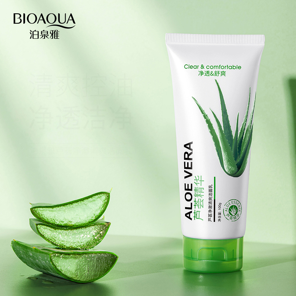 OEM BIOAQUA aloe vera tender skin hydrating face wash oil control nourishing foam whitening moisturizing face cleanser