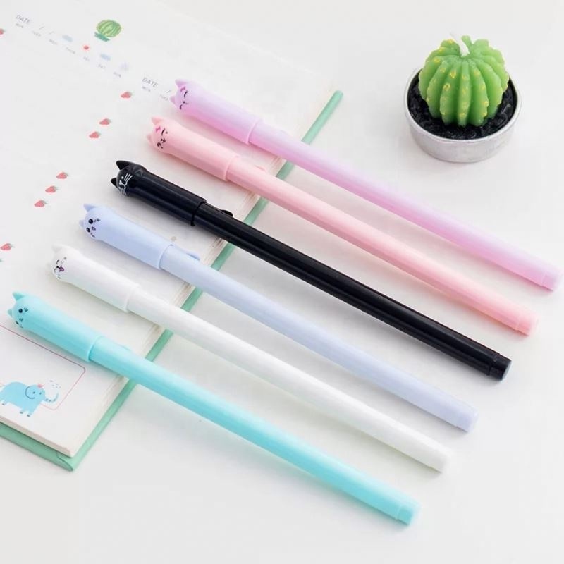 Excellent quality cartoon gel pen available custom plastic gel pen with cat shape cap