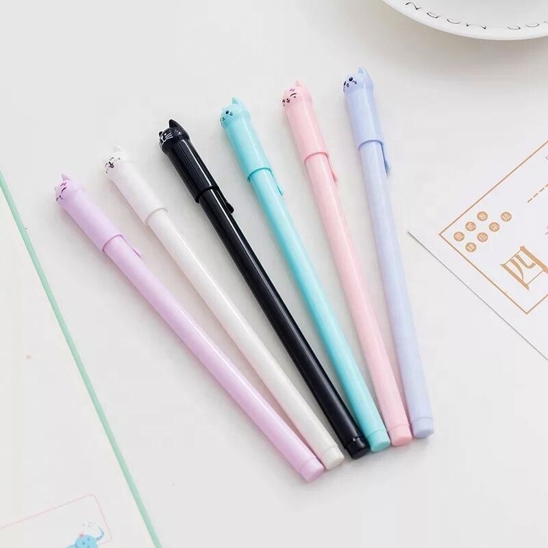 Excellent quality cartoon gel pen available custom plastic gel pen with cat shape cap