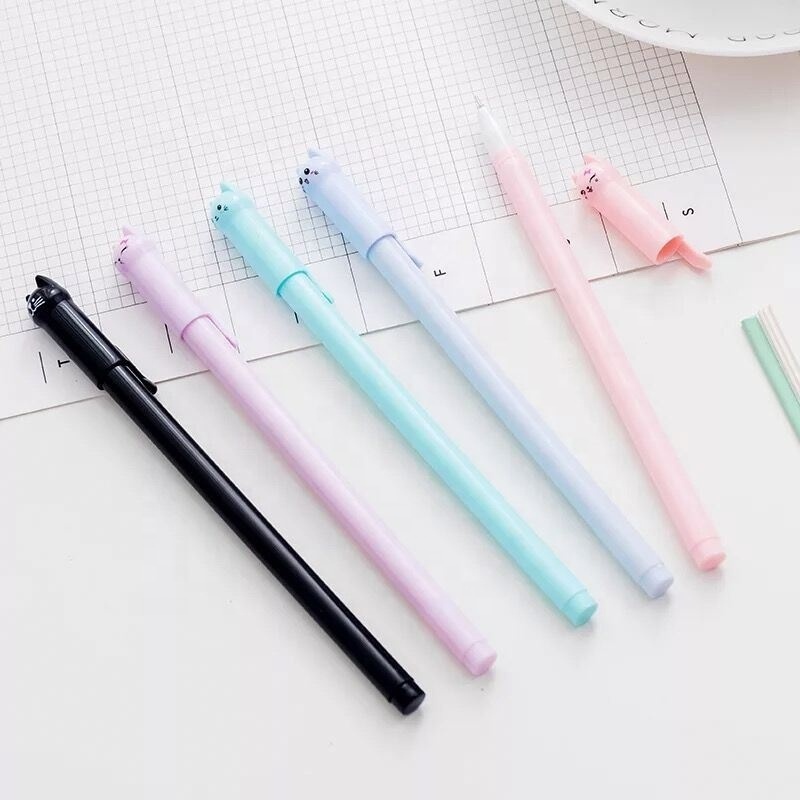 Excellent quality cartoon gel pen available custom plastic gel pen with cat shape cap