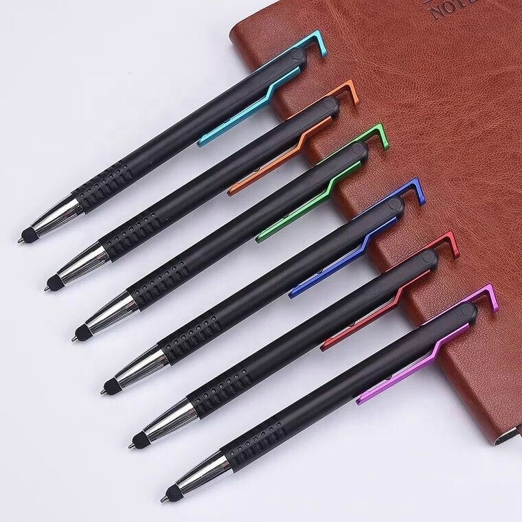 Favorable price signature touch screen pen cheap mobile phone bracket ballpoint pen printed