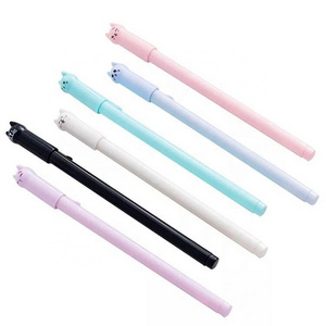 Excellent quality cartoon gel pen available custom plastic gel pen with cat shape cap