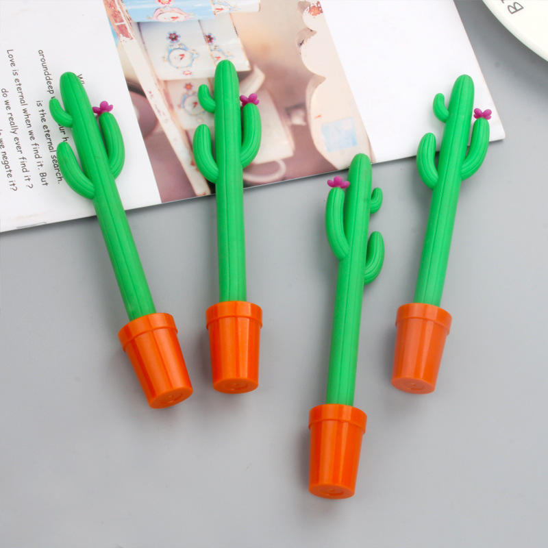 Professional supplier promotional fluent writing gel signature pen, creativity cactus neutral pen