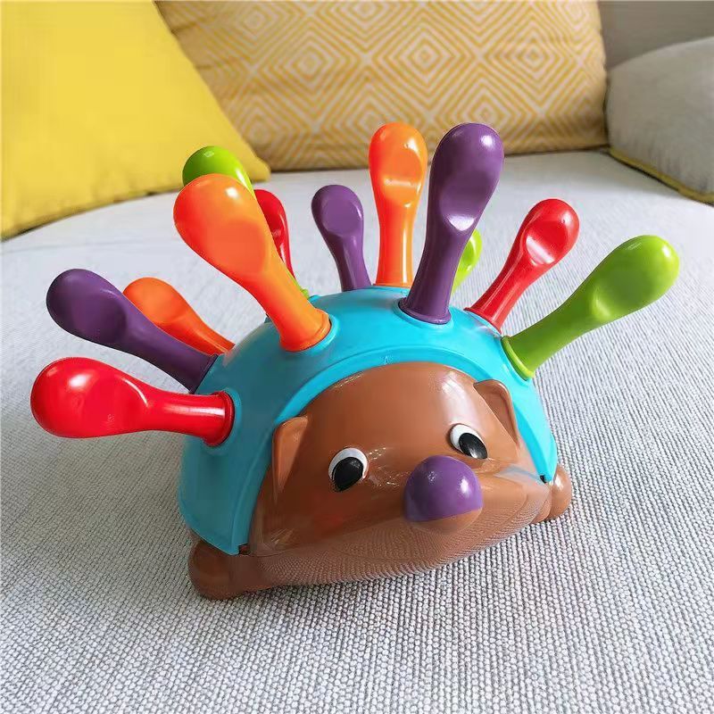 Educational Hedgehog Assembling Block Plastic Toys Learning Color Train Concentration Gifts for Kids