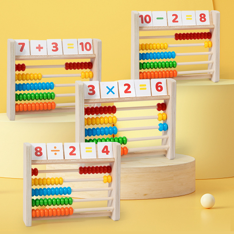 Educational montessori abacus counting frame wooden abacus for kids toddlers preschool math counters toys