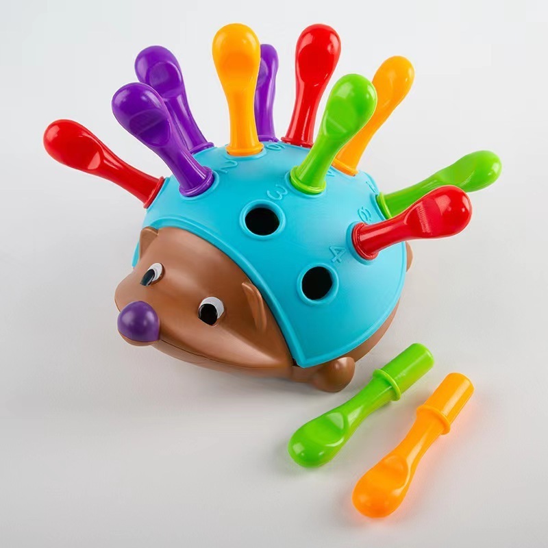 Educational Hedgehog Assembling Block Plastic Toys Learning Color Train Concentration Gifts for Kids