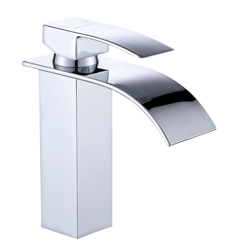 Water faucet single hole stainless steel black waterfall bathroom tall basin faucet mixer basin faucet