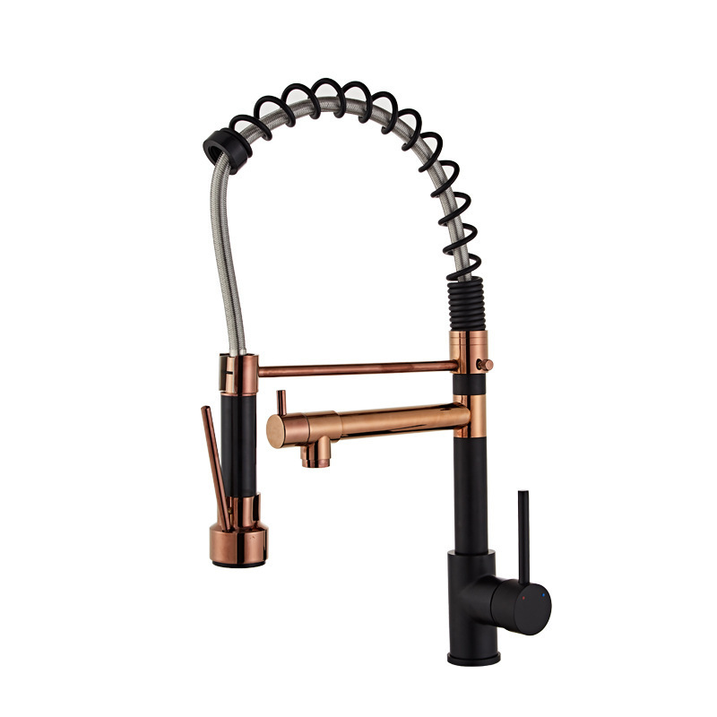 Copper Contemporary Spring Pull Down Spray Kitchen Sink Faucet Taps Gold Kitchen Faucets with Pull Down Sprayer Ceramic Modern