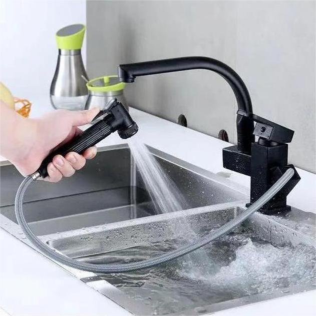 Customized Robot Functional Cold Hot High Pressure Kitchen Faucet 360 Degree Pull Out Black Stainless Steel Kitchen Tap Faucets