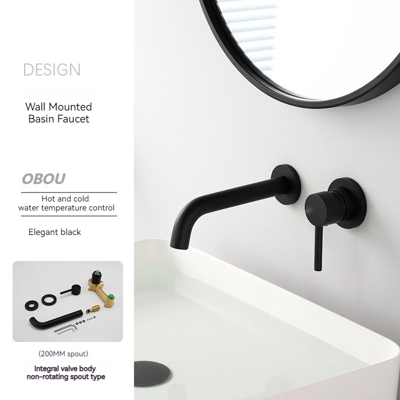 2023 WALL MOUNTED concealed sanitary ware single handle hot and cold water brass black bathroom hand wash BASIN mixer FAUCETS