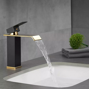 2023 Bathroom Basin Taps Brushed Black Golden Basin Faucet Bath Mixer Waterfall Sink Faucet Basin Faucets