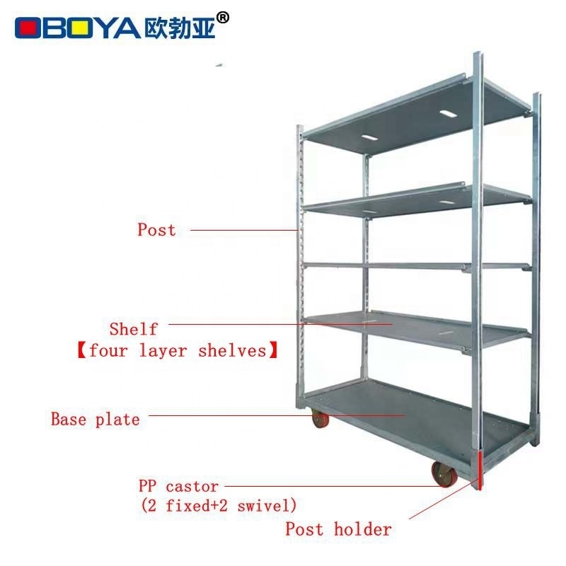 Multifunction metal cart  galvanized danish trolley for greenhouse vegetable nursery shelves