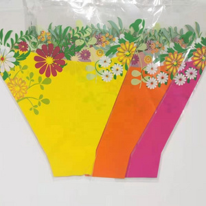 valentine day customized printed plastic BOPP flower bags sleeve for gift packaging