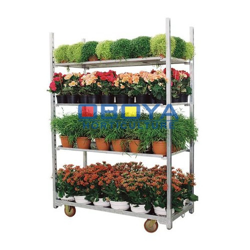 Multifunction metal cart  galvanized danish trolley for greenhouse vegetable nursery shelves