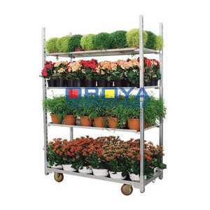 Multifunction metal cart  galvanized danish trolley for greenhouse vegetable nursery shelves