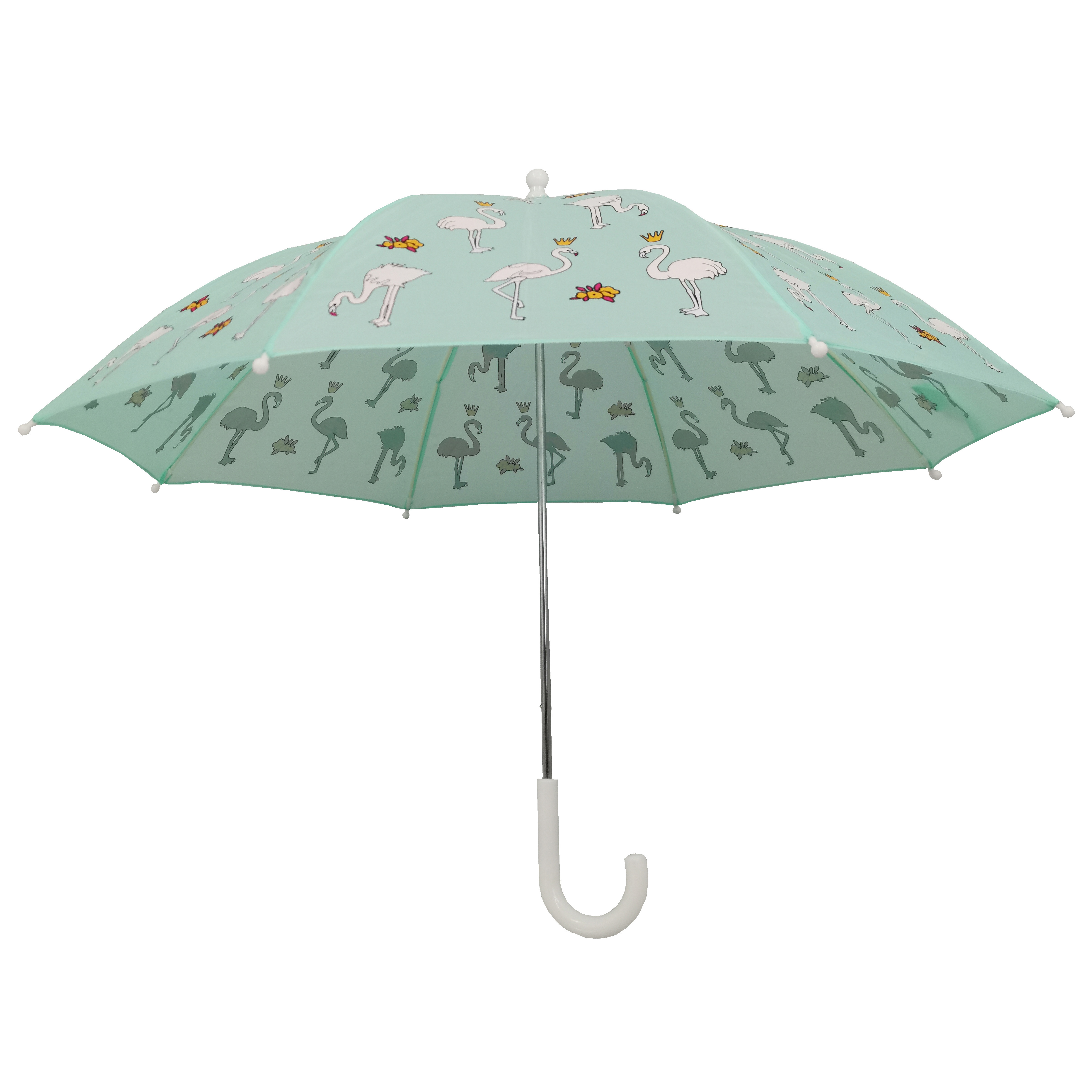 Fashion Kid Straight Windproof Flamingo Color Magic Change Child Umbrella