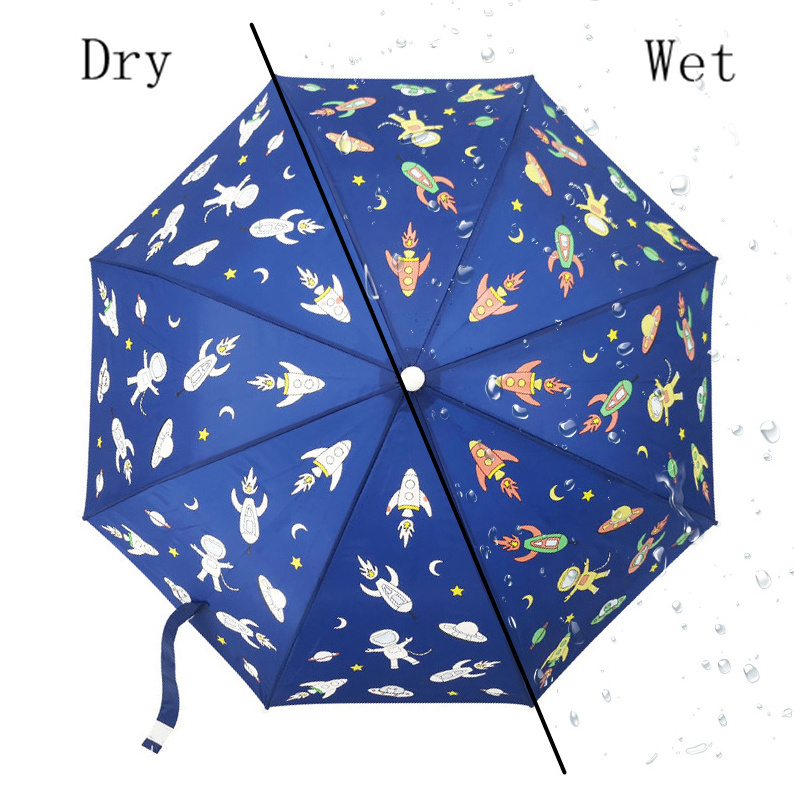 Manual open straight 17 Inch Child Rocket Color Change Umbrella For Kid