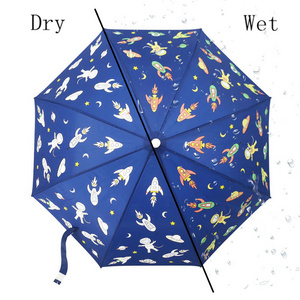 Manual open straight 17 Inch Child Rocket Color Change Umbrella For Kid