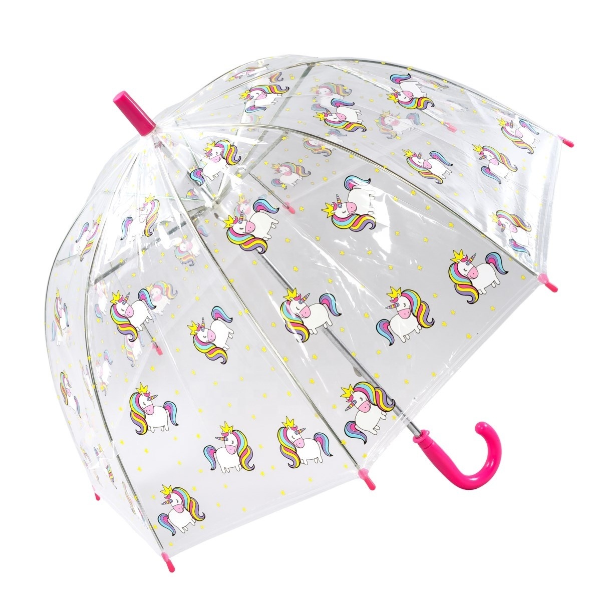 automatic safety open dome shape clear kids cute unicorn umbrella poe kid transparent umbrella