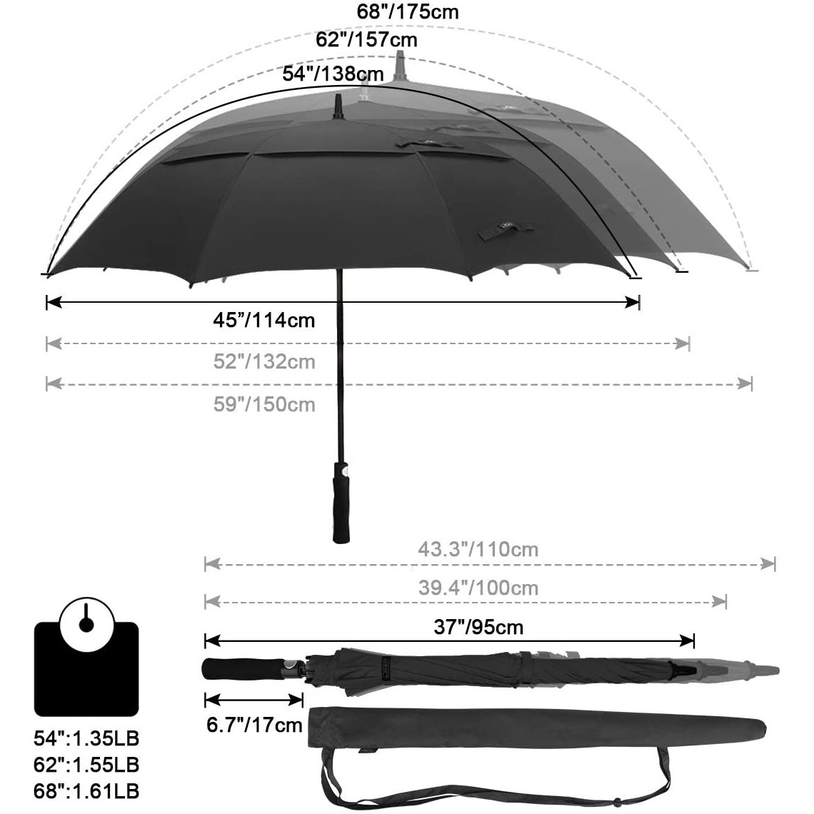 China Factory Promotional Custom Golf Umbrella Double Layer Strong Windproof with Logo Printing Custom Print Direct Supplier