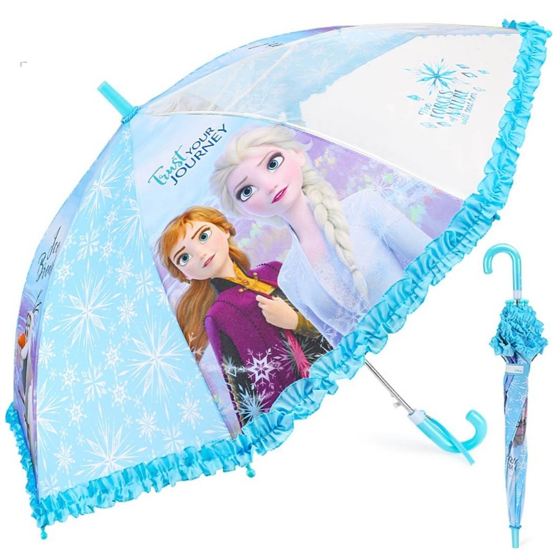 19Inch Elsa Characters Kid Cartoon Princess Print Clear Transparent Visual Window Straight Children Kids Rain Umbrella For Kids