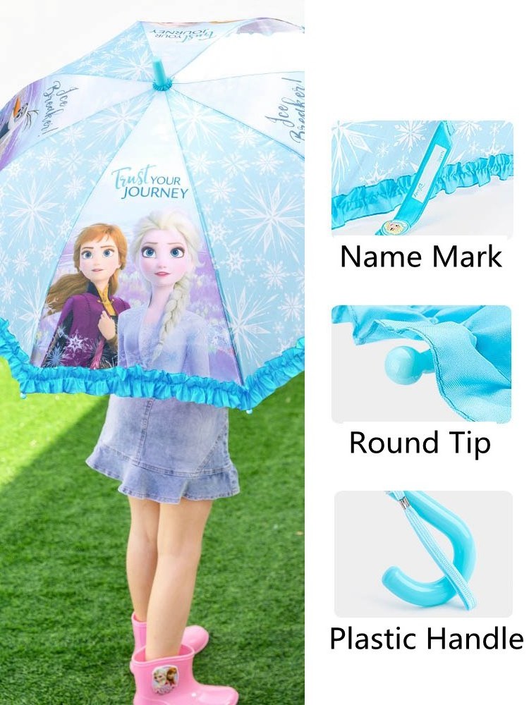 19Inch Elsa Characters Kid Cartoon Princess Print Clear Transparent Visual Window Straight Children Kids Rain Umbrella For Kids