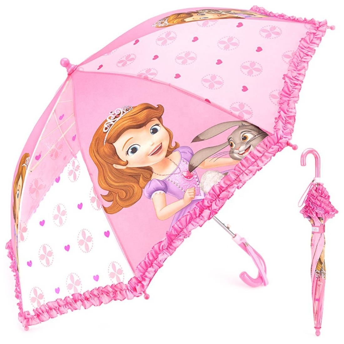 19Inch Elsa Characters Kid Cartoon Princess Print Clear Transparent Visual Window Straight Children Kids Rain Umbrella For Kids