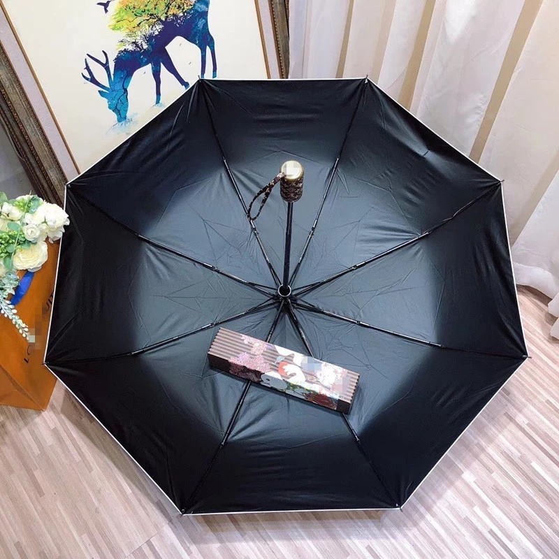 2023 Mickey Cartoon Characters 3 Fold Full Automatic Sublimation Custom Sun Rain Umbrella With Black UV Coating New Style