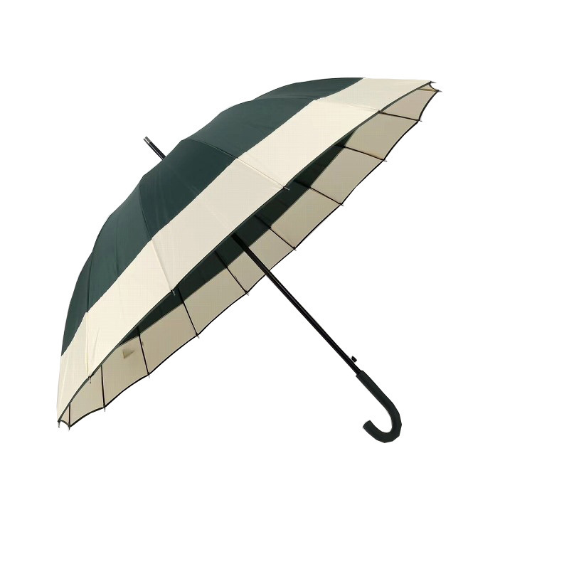 Dark Green Extra Big Size Semi-auto Open J Handle Straight Umbrella