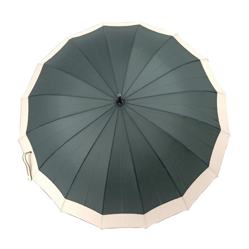 Dark Green Extra Big Size Semi-auto Open J Handle Straight Umbrella