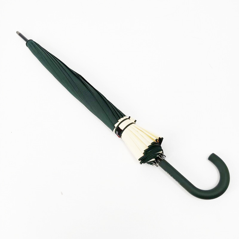 Dark Green Extra Big Size Semi-auto Open J Handle Straight Umbrella